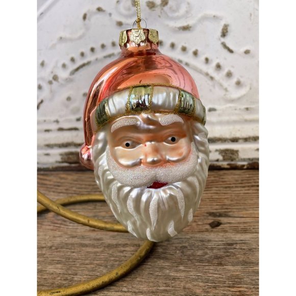 Vintage Blown Glass Santa Clause Face Christmas Ornament - Picture 9 of 9